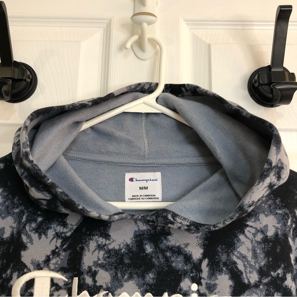 Splattered Charcoal-Blue Champion Hoodie - Picture 10 of 15